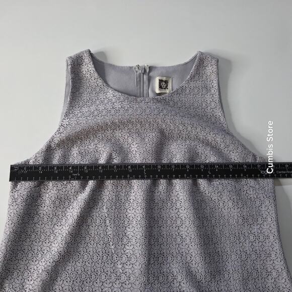 Anne Klein Dress Womens 6 Gray Lace Overlay Shift A-Line Sleeveless Back Zip - Picture 10 of 11
